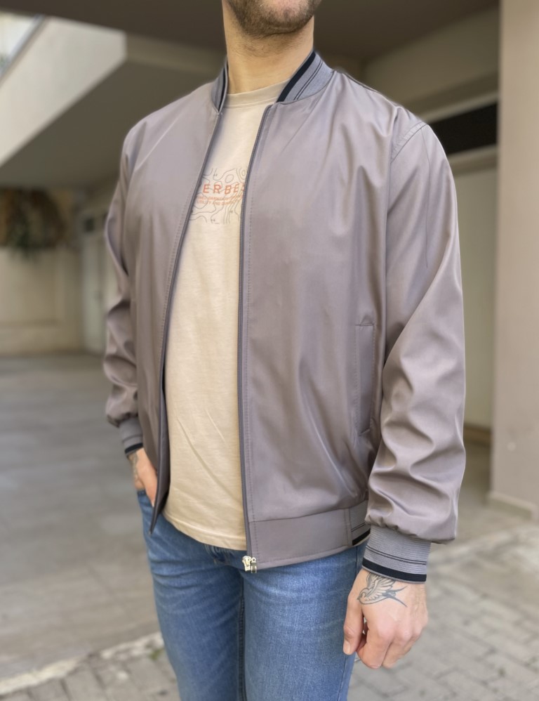 Ανδρικό γκρι ελαφρύ Bomber Plus Size D1900G φωτογραφία